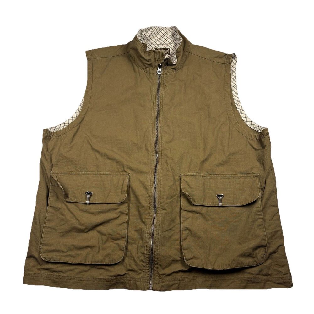 C.E. Schmidt Workwear Men's XL Brown Canvas Utility Vest - Plaid Lined
